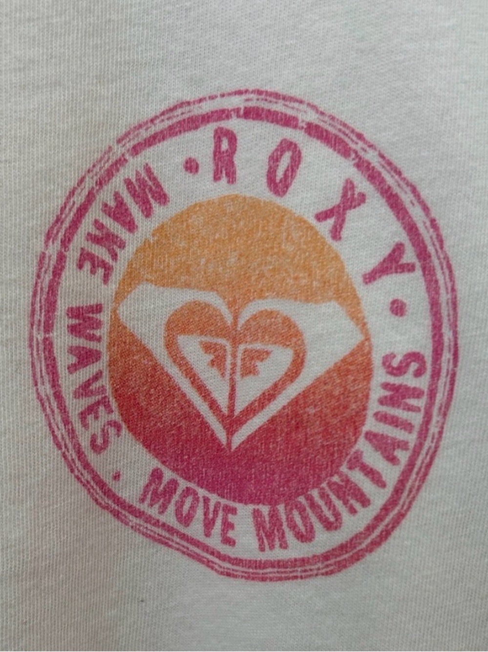 Roxy Women's Ivory Tee with Orange and Pink Gradient Logo